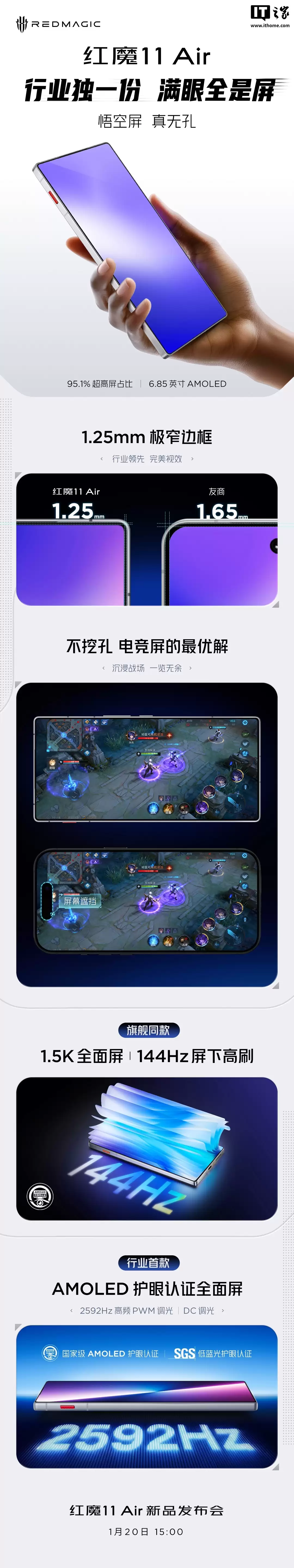 红魔 11 Air 真机亮相：全系采用透明美学设计，1 月 20 日发布