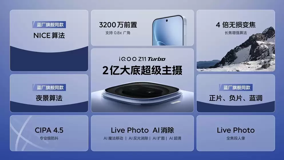 iQOO Z11 Turbo影像配置公布：2亿大底超级主摄+3200万像素前摄