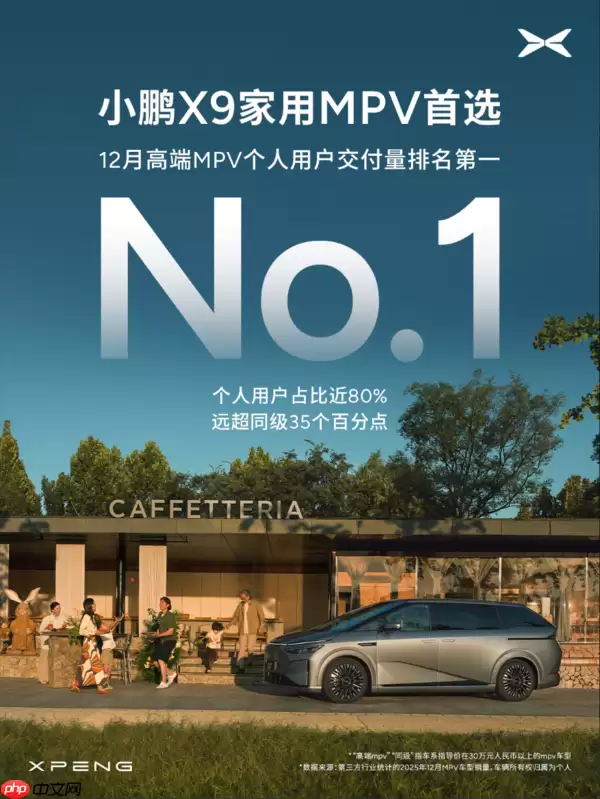 内地与香港双冠 小鹏X9获12月交付及香港季度销量第一