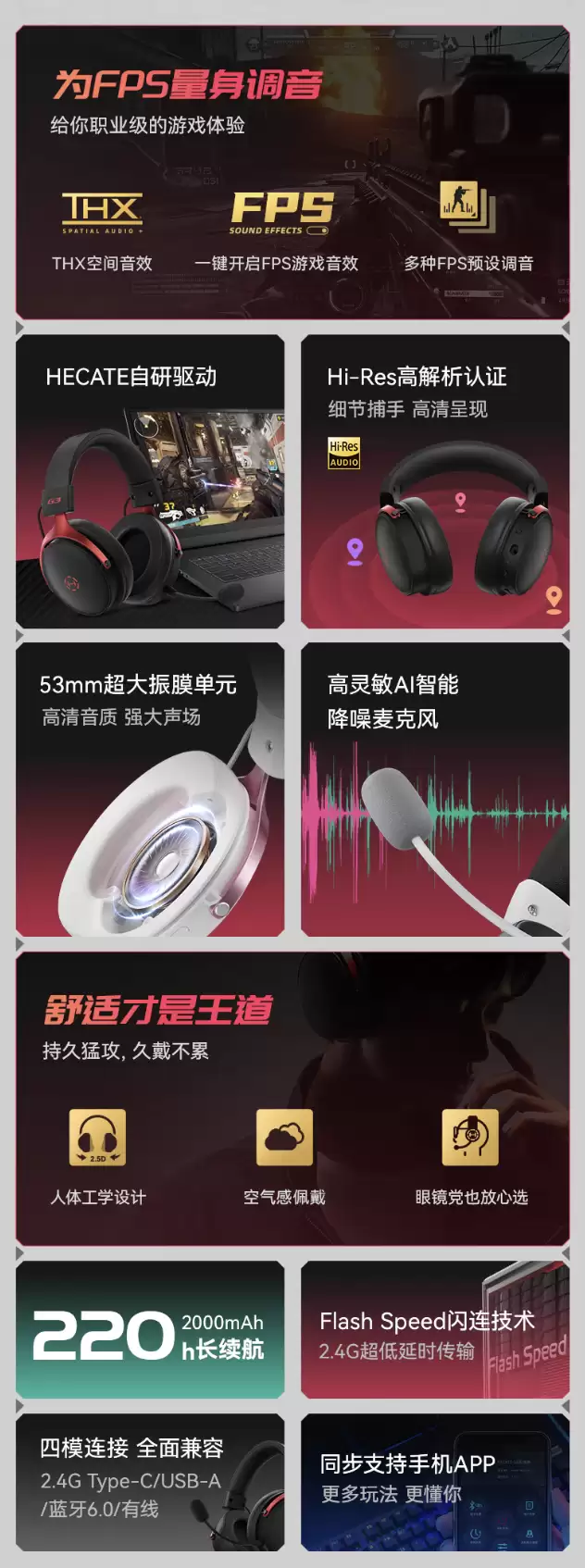 漫步者 HECATE G3 无线版头戴式耳机上架：THX 空间音效、53mm 动圈，349 元