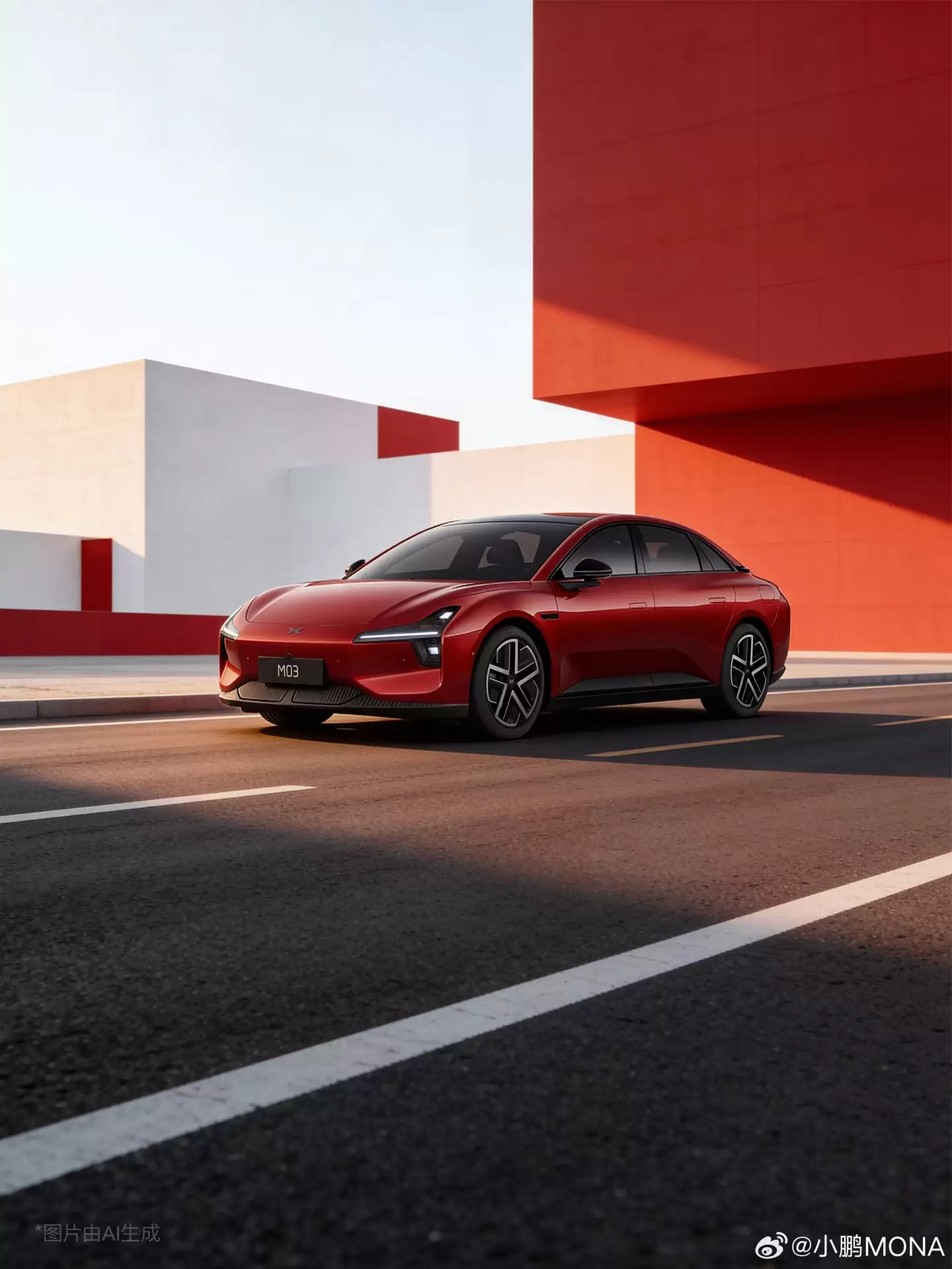 现款 11.98 万-13.98 万元，小鹏 MONA M03 推出官方改色“车厘子红”