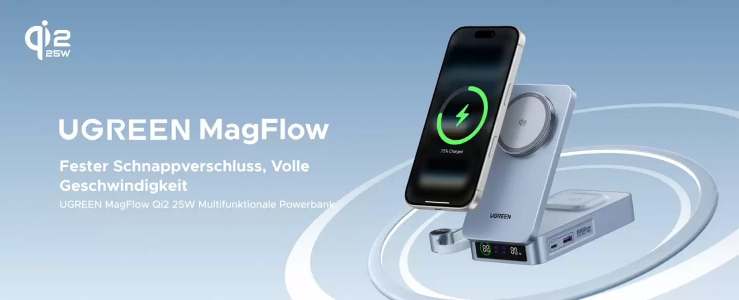 绿联推出 MagFlow 二合一 Magsafe 充电宝:20000mAh 容量,支持 Qi2 25W 无线、100W 有线快充