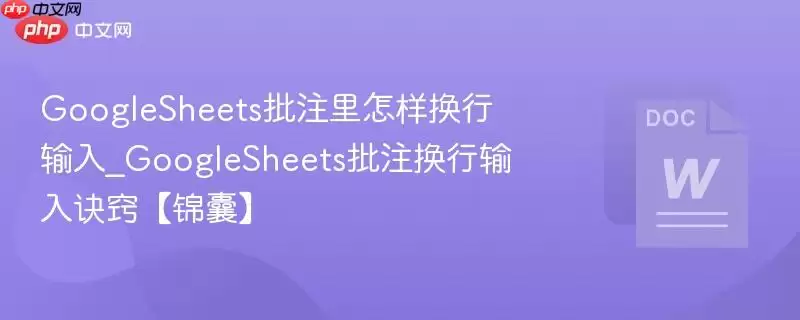 GoogleSheets批注里怎么样换行输入_GoogleSheets批注换行输入诀窍【锦囊】