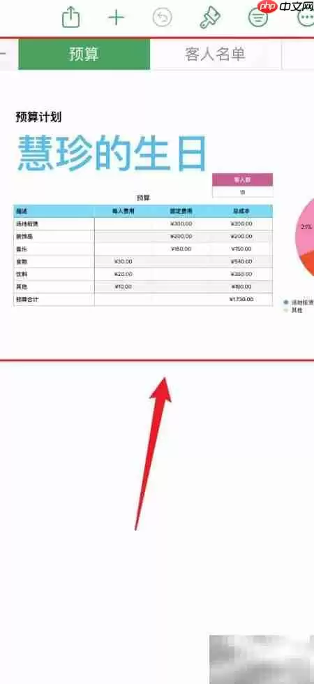 Numbers制作聚会计划表