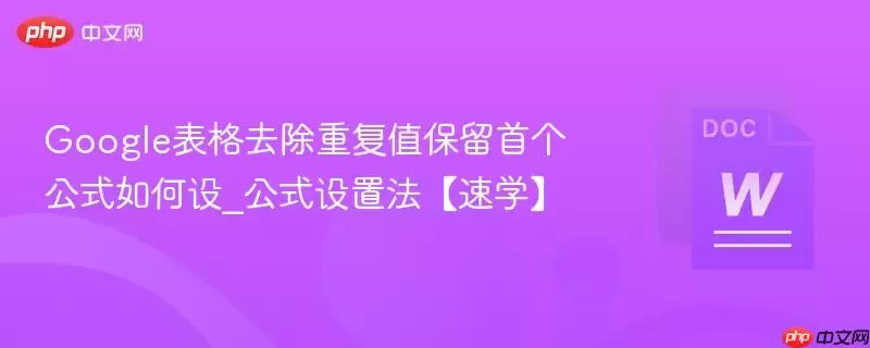 Google表格去除非重复值保留首个公式如何设_Google表格去除非重复值保留首个公式设置法【速学】