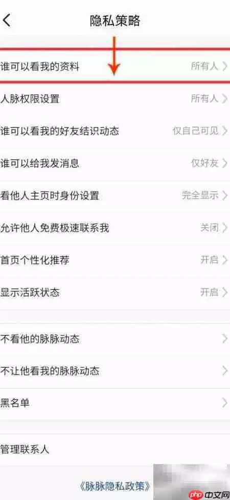 脉脉如何设置好友查看资料