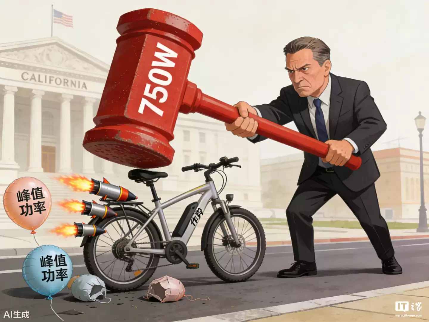 美国加州提出新规，欲将电动自行车最大峰值功率限制在 750W 以下