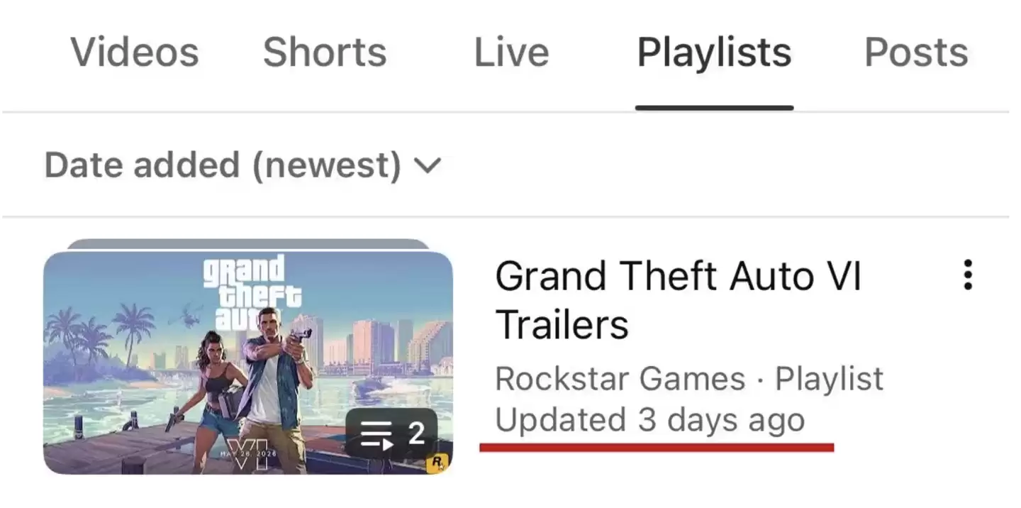R 星更新《GTA6》视频播放列表,有望近期公布第三部预告片