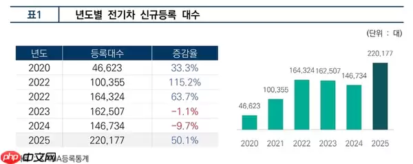 韩国2025年电动车销量首破20万辆 中国产汽车大卖