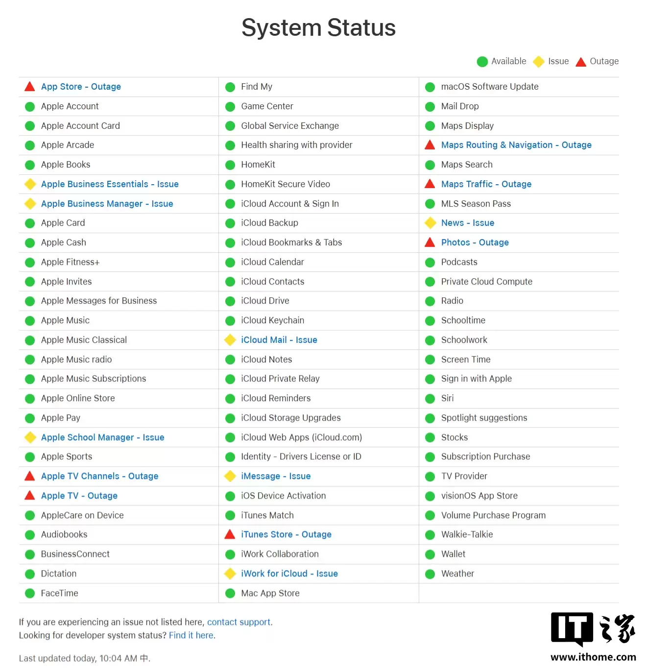 苹果 App Store、Apple TV 和 iTunes 商店出现服务中断，照片应用也受影响