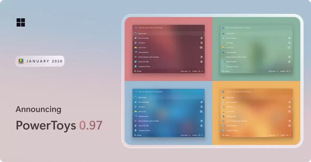微软推送Win11 PowerToys 0.97更新：强化命令面板与新增光标穿越功能