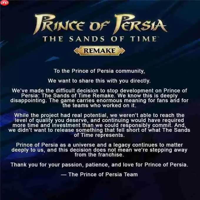 内部人士曝《波斯王子:时之砂》重制版取消原因 内部测试都不理想