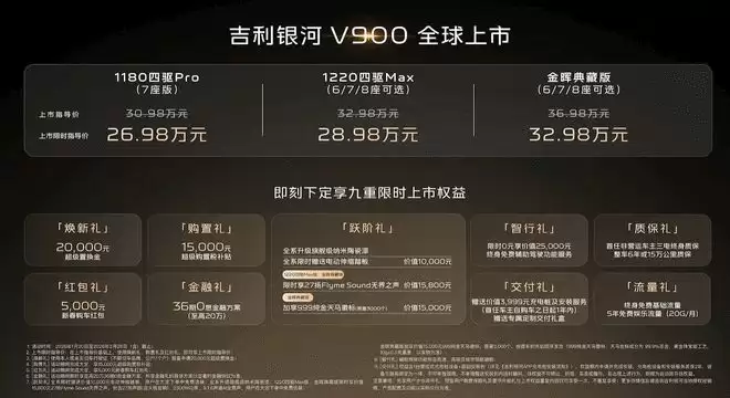 满配旗舰MPV三排平权 银河V900上市限时26.98万起