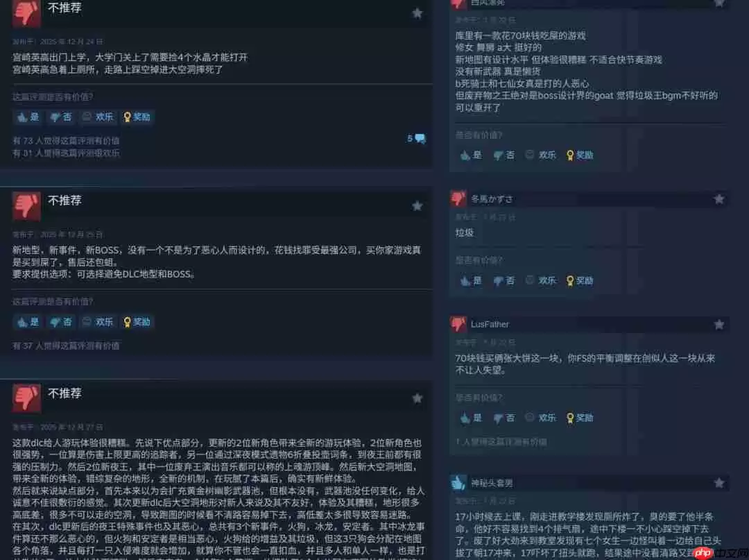 《艾尔登法环：黑夜君临》DLC Steam仍多半差评
