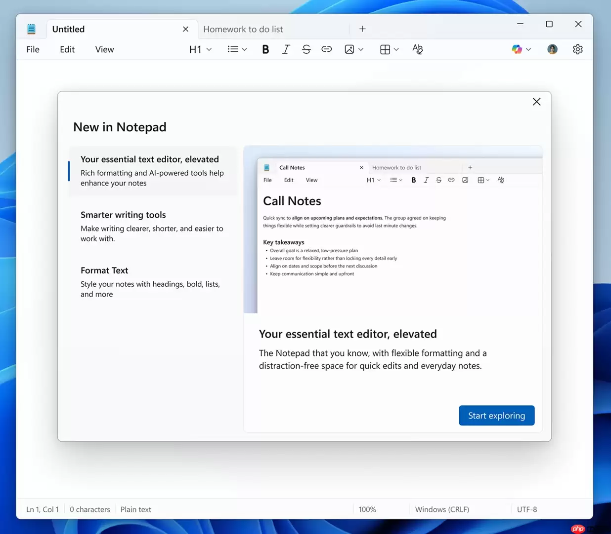 Windows 11 记事本再升级,引入可选 AI 功能与富文本格式