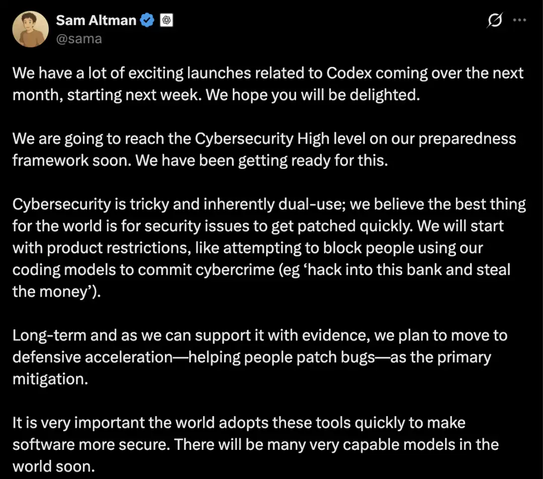 山姆奥特曼投震撼弹：世界将迎来强大模型，未来一个月Codex重磅更新
