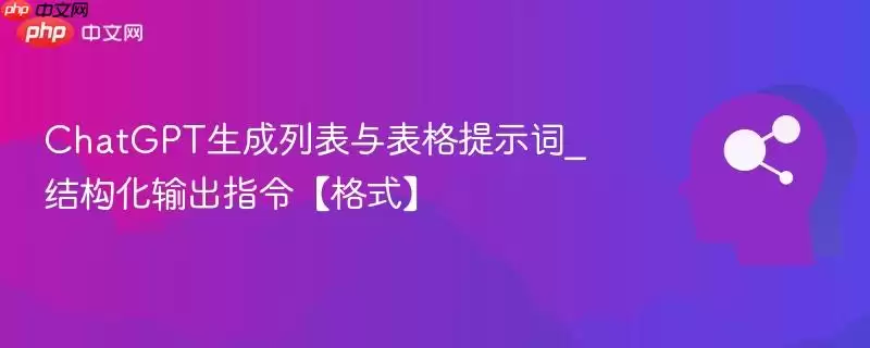 ChatGPT生成列表与表格提示词_结构化输出指令【格式】