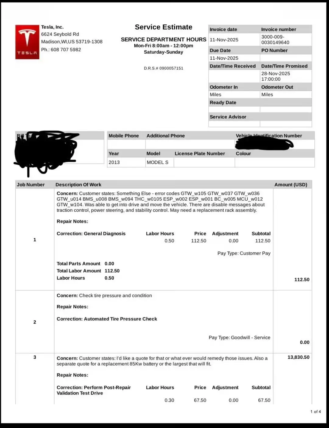 特斯拉Model S老车主自曝遭“电池刺客”：换电池费用需1.3万美元，超过二手车价