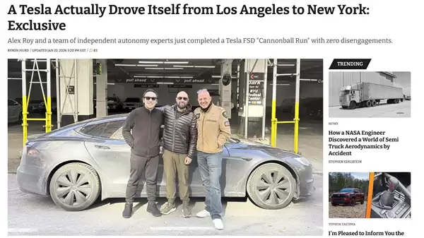 全球首次零干预预跨洲自动驾驶：特斯拉Model S冬季3081英里直抵纽约