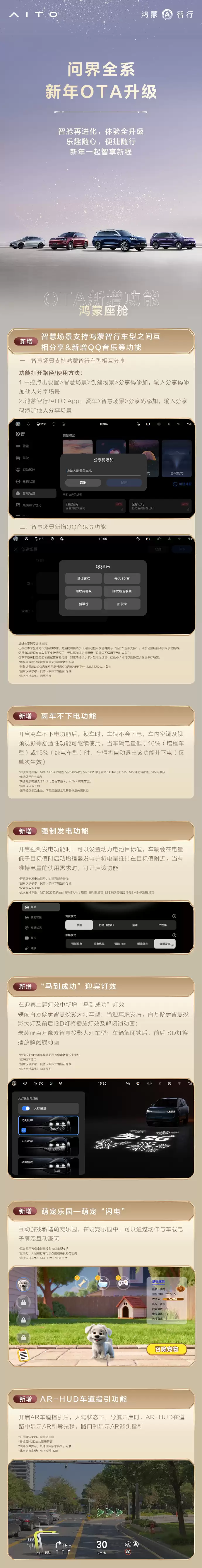 问界全系开启新年OTA升级：新增“马到成功”迎宾灯效果40项功能