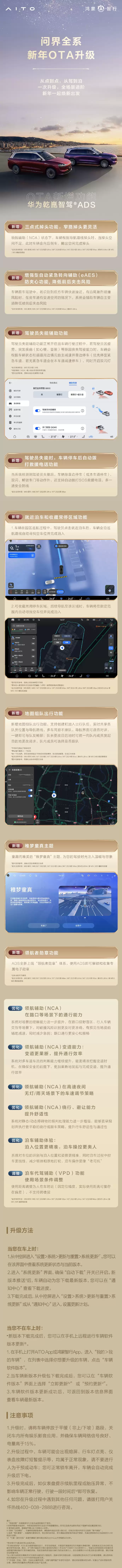 问界全系开启新年OTA升级：新增“马到成功”迎宾灯效果40项功能