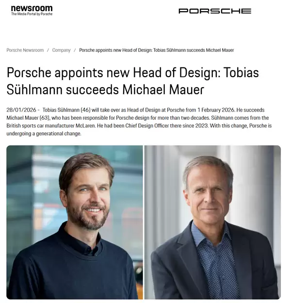 任职超21年!保时捷功勋设计总监莫尔下月离职