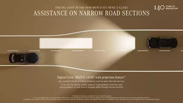 新款奔驰S级车灯搭载5万颗LED：照射距离605米 照明区域提升40%