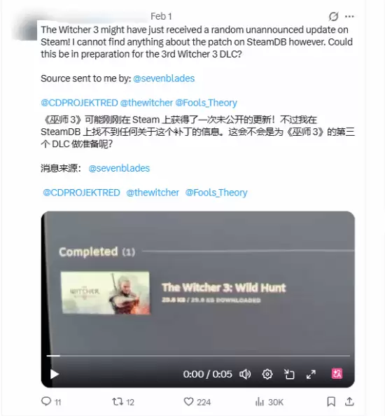 巫师3狂猎PC版悄然更新引热议，疑为沙漠DLC及新衍生作铺路