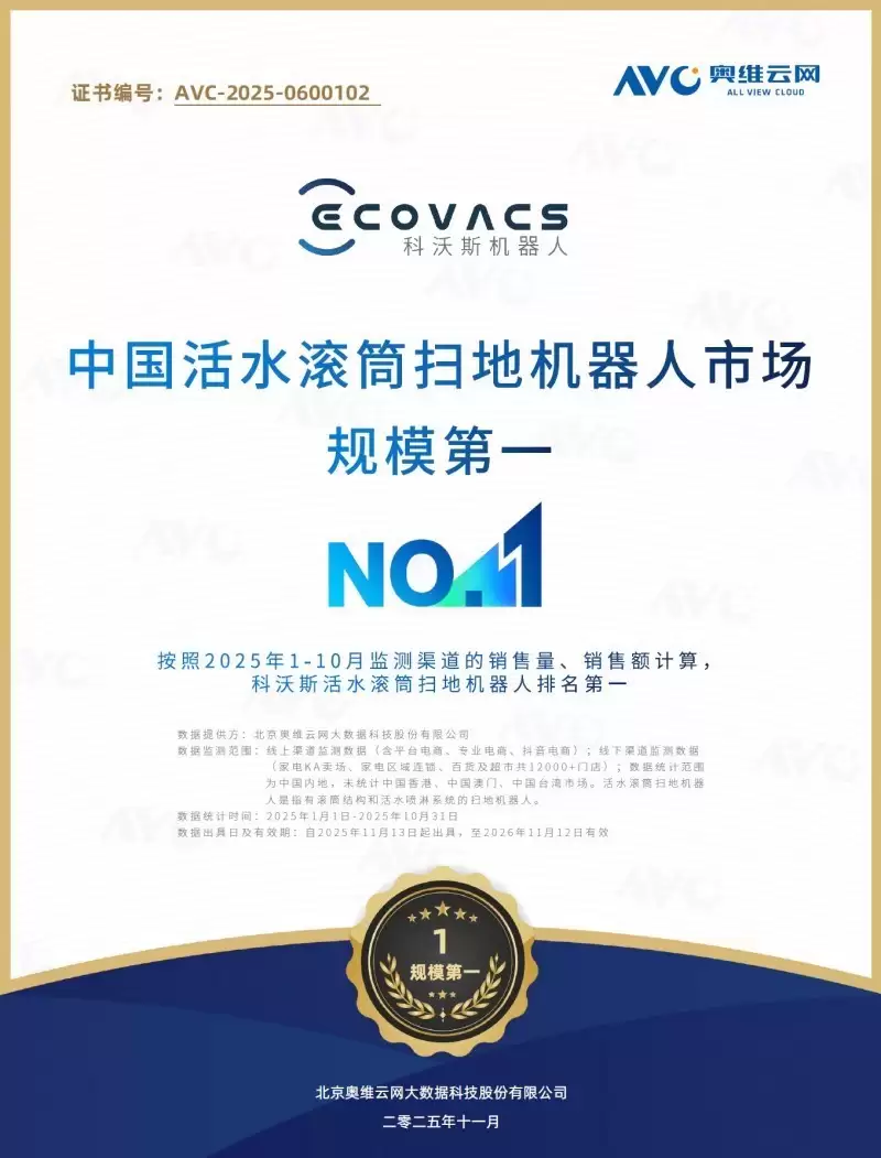 AVC认证后的又一暴击:洛图科技数据认证科沃斯30.4%份额的统治力