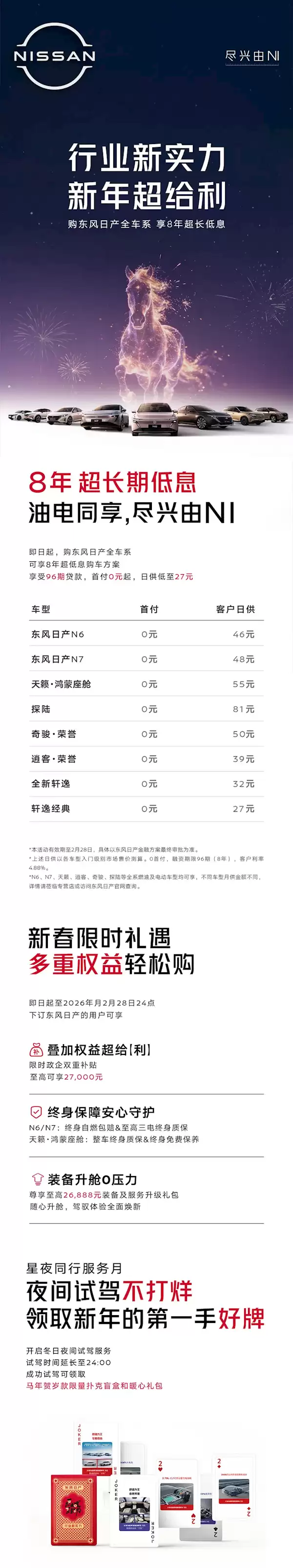 日供低至27元 东风日产推出8年低息购车方案:零首付可提车