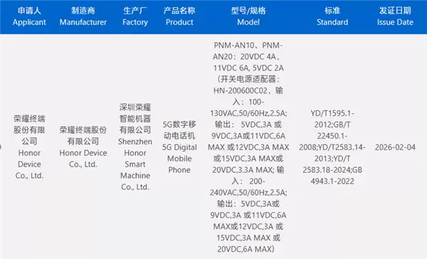 荣耀Magic V6通过3C认证：120W快充+7150mAh电池创折叠屏新高