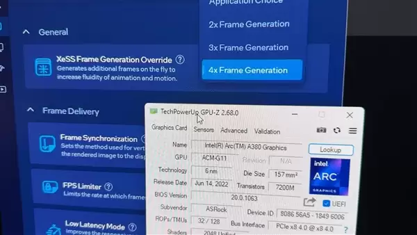 四年老卡战未来!Intel锐炫A380成功启用XeSS 3多帧生成!帧率直接翻三倍