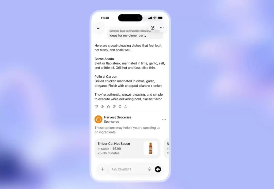 OpenAI在美国推广广告测试：免费与Go用户可见，严守隐私与内容中立
