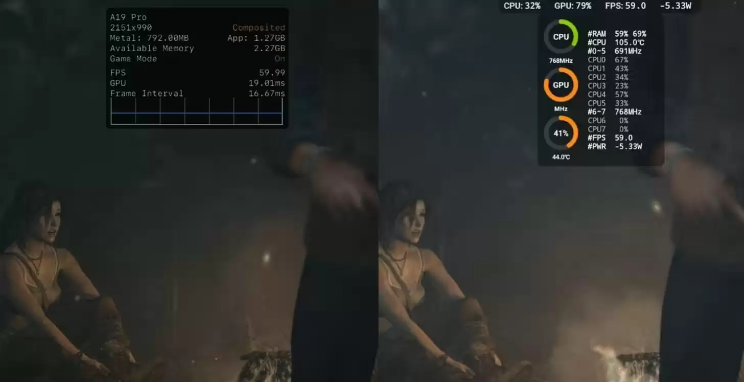 苹果iPhone 17 Pro Max和红魔11 Pro手机测试《古墓丽影9》游戏表现对比