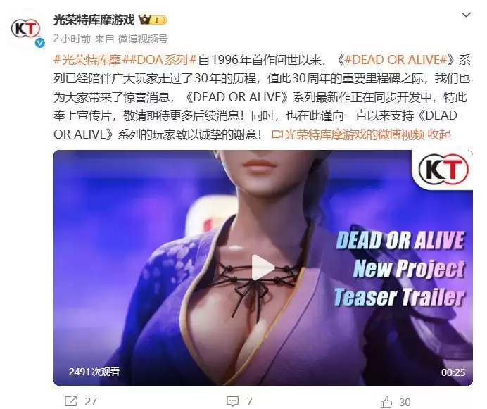 死或生6:最后一战2026年发售,三十周年新作官宣