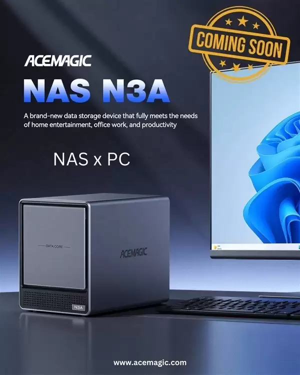 阿迈奇2026年推紧凑型NAS N3A：AMD锐龙7+双万兆+四盘位