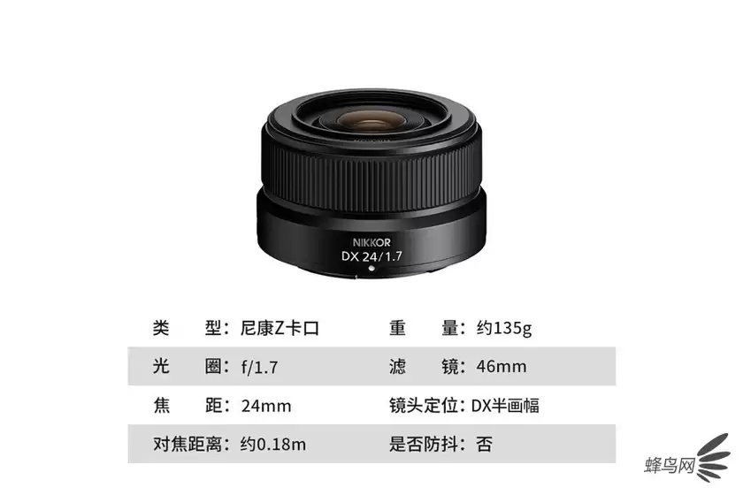 轻量化人文定焦镜 尼克尔 Z DX 24mm f/1.7售1949元