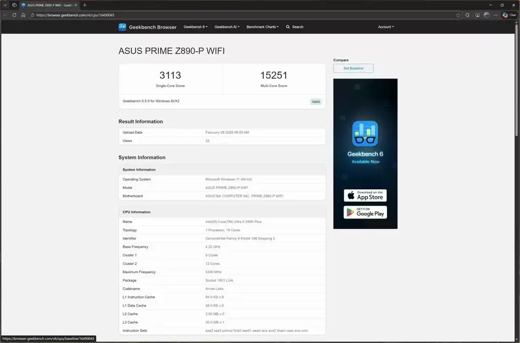 酷睿Ultra 5 250K Plus跑分曝光 单核性能猛增
