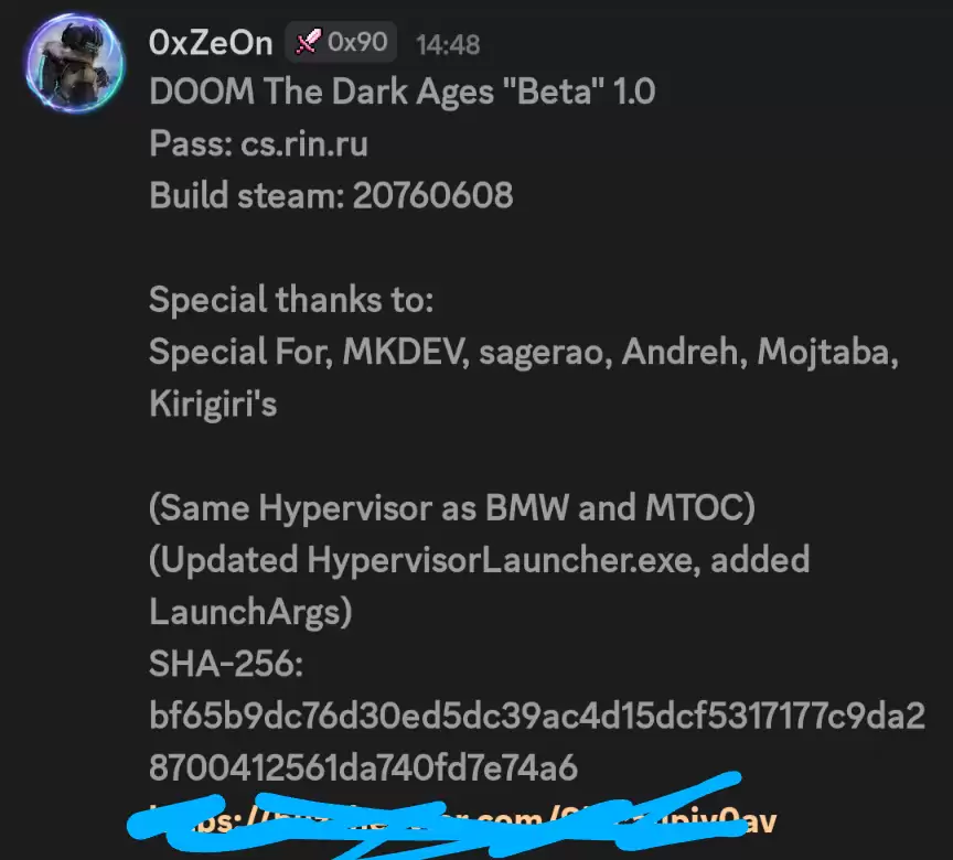 0xZe0n突破毁灭战士：黑暗时代D加密并发售Beta 1.0工具