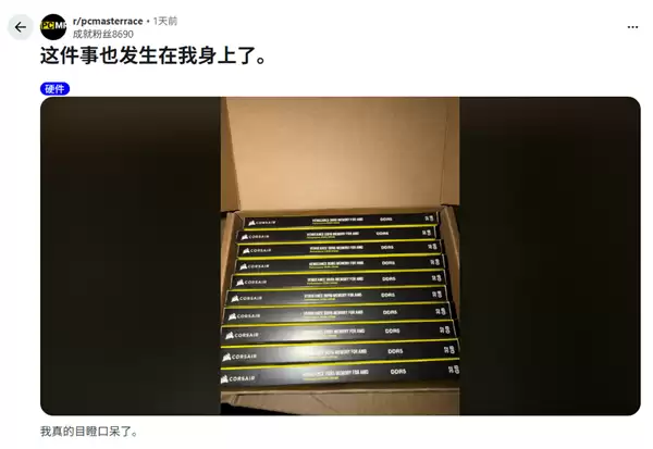 赚大了！网友网购一条32GB DDR5内存 打开包裹目瞪口呆：竟收到十条