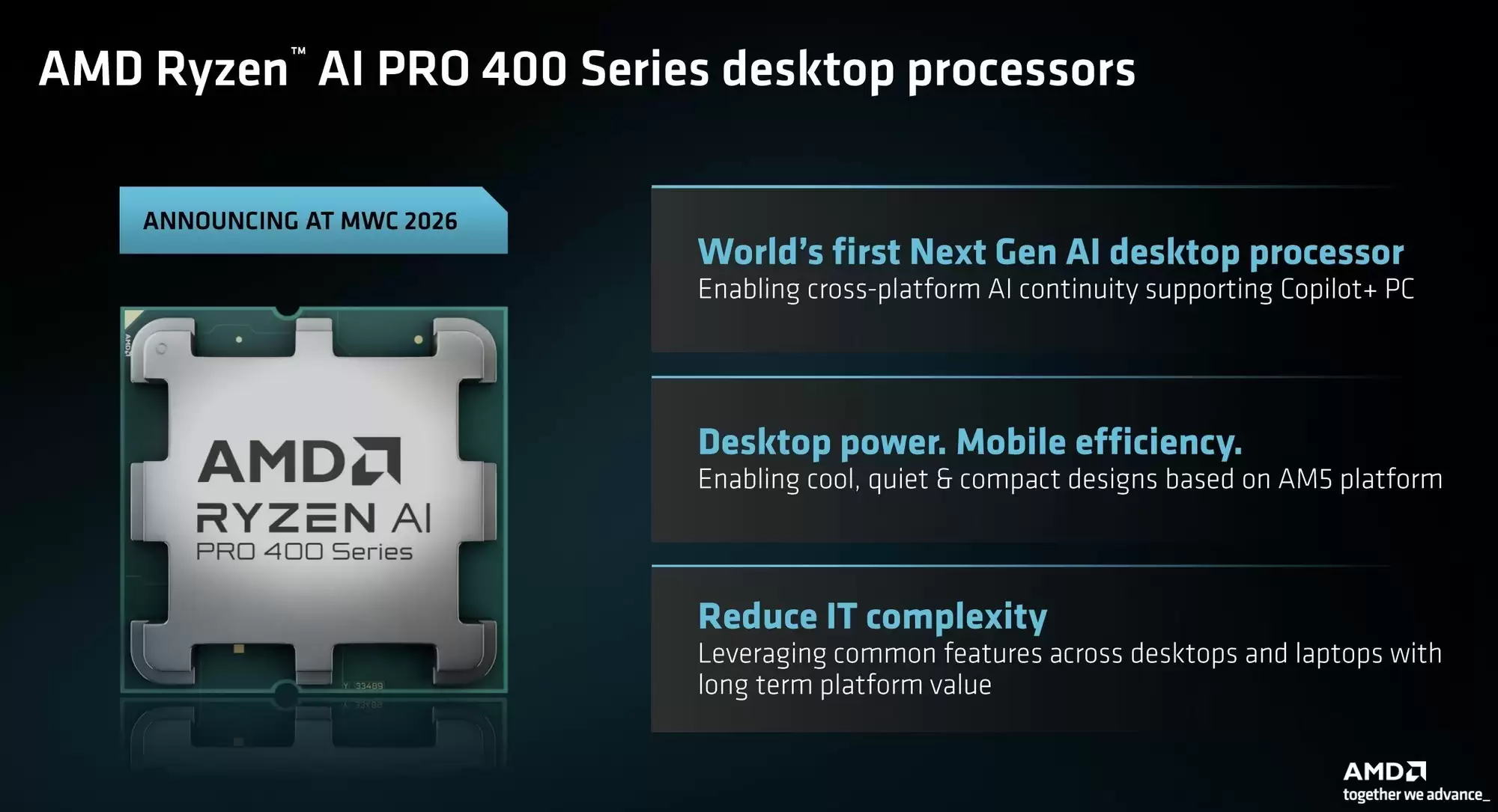 AMD推出桌面端锐龙AI PRO 400系列处理器 商用APU新品