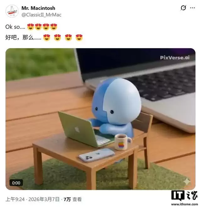 苹果宣传MacBook Neo笔记本，Finder吉祥物意外爆红