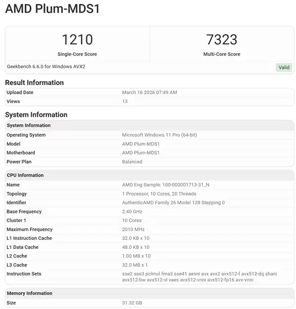 AMD Zen6首次现身：奇怪的10核心、32MB三级缓存