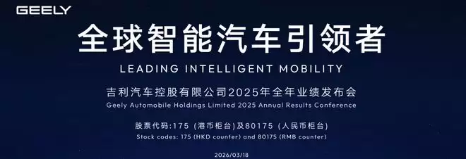 吉利汽车2025营收3452亿 核心归母净利润劲增36%