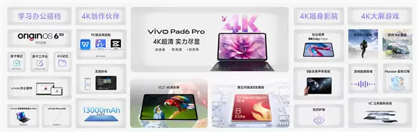 行业唯一4K原彩屏+骁龙8E5！vivo Pad6 Pro正式发布：4499元起