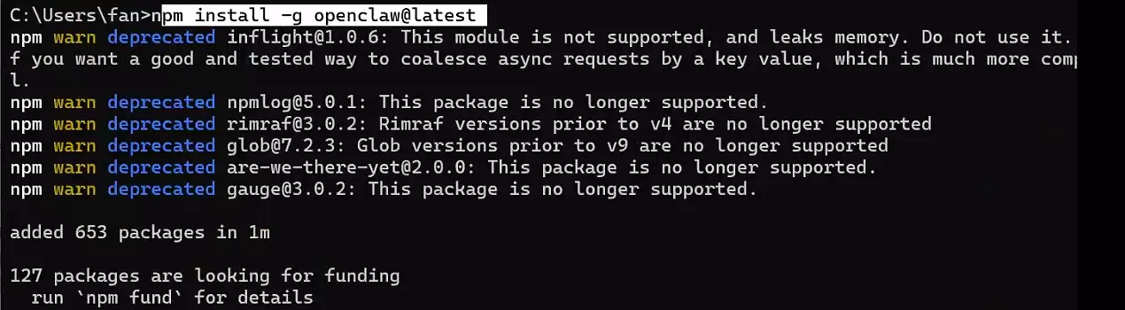 全局安装完成示意图