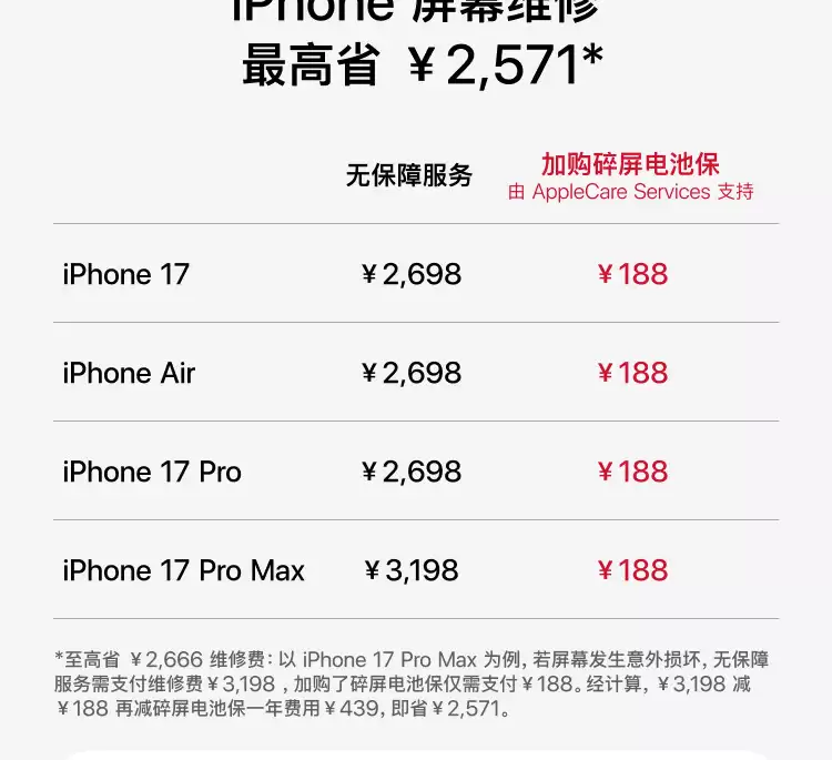 赠 439 元 AppleCare Services 服务:iPhone 17 Pro Max 京东 8999 元发车
