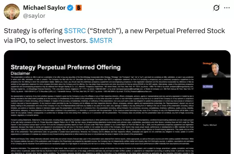 MicroStrategy公司推出锚定100美元的比特币(BTC)股票以增加公司储备