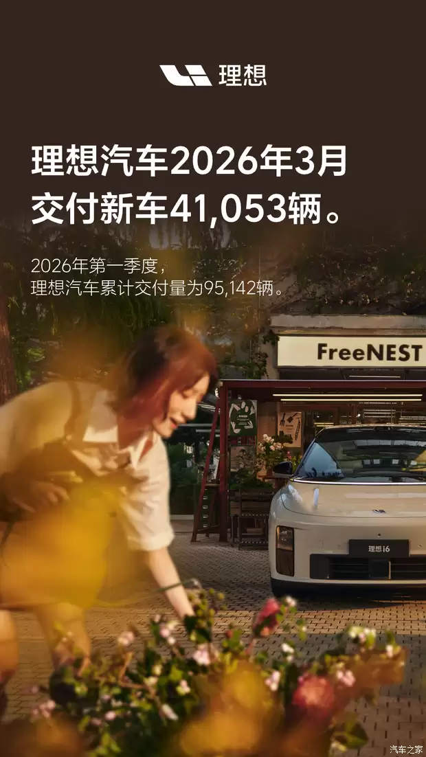 理想汽车3月交付4.1万辆,i6破2.4万,L9二季度上市,MEGA金融方案上线