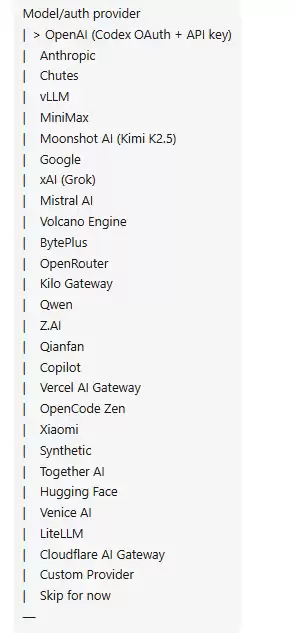在模型列表中选择Moonshot AI (Kimi K2.5)